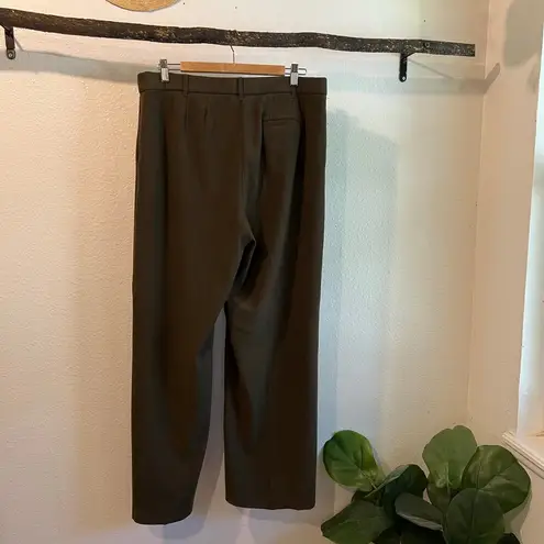 Coldwater Creek Olive Green High Rise Relaxed Wide Leg Trouser Pants Size 12