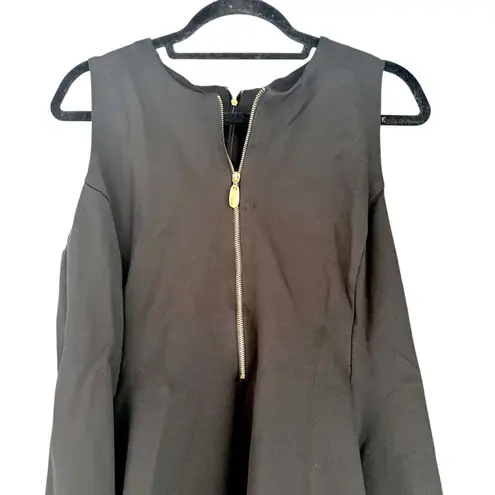 Donna Karan A-Line Zippered Knee Length Dress Black Large