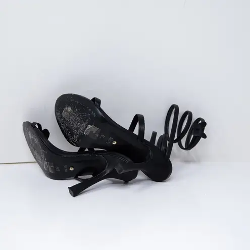 Raye Teslik Butterfly Crystal Jewel Diamond Ankle Wrap High Heels Shoes Black