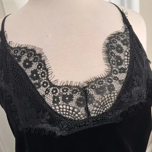 Boston Proper Black Velvet Slip Dress Velour Nightgown Loungewear M Medium