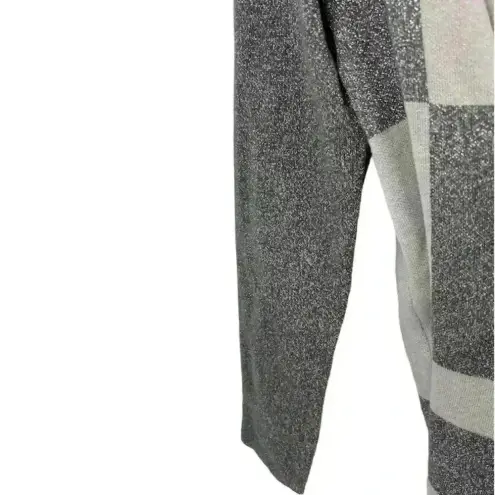 Alfred Dunner  Women's Silver Sparkly Waterfall Open Cardigan Size S