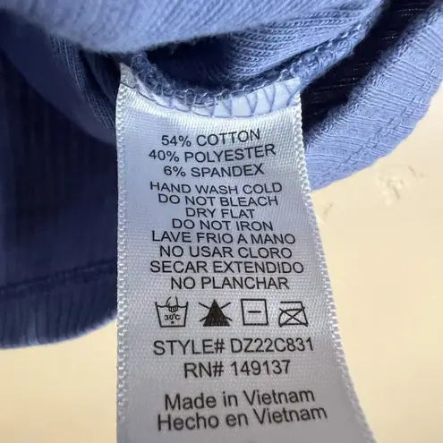 TALULAH Womens Button Down Henley Crop Top Blue Size Small Festival Boho