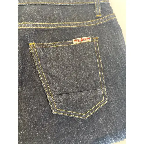 Hudson Jeans Hudson Dark Blue Wash Button Fly Raw Hem Denim Jean Shorts EUC Sz 26 Midrise