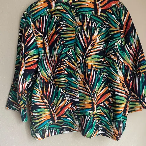 Christopher & Banks Linen Blend Tropical Leaf Print Jacket XL