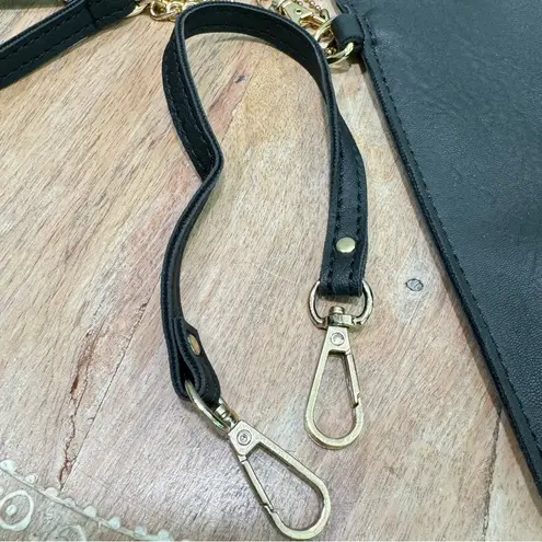 SeOSTO Black Leather Crossbody Bag Stadium Travel Purse Cell Phone Wallet