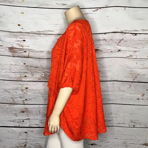 DG2 by Diane Gilman NWT Sz 3X Floral 30th Anniversary Layered Kimono Blouse Top Red