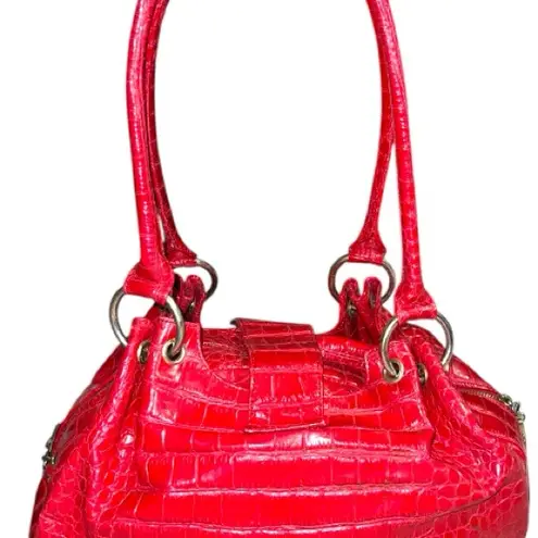 Vintage Isabella Adams Elegant Red leather croc style bag. Size undefined