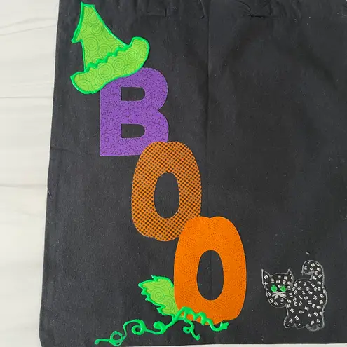 Handmade Vintage Halloween Witchy Boo and Black Cat Tote Bag