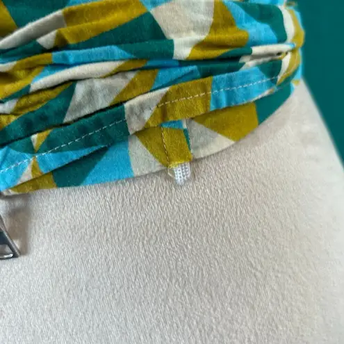 Marissa Webb Blue Yellow Geometric Print Tie Waist Corset Top Size 6