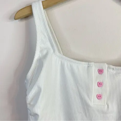 Stoney Clover Lane Stoney Clover x Target White Ribbed Cheeky High leg one piece swimsuit 16W new