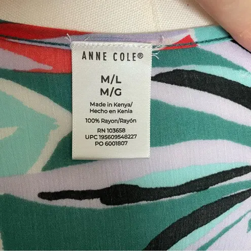 Anne cole Swim Coverup Tunic Lightweight Botanical Leaf Green Coral Lavender