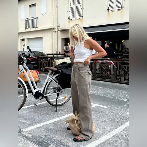 Djerf Avenue Go To Pants Loose Fit Straight Leg in Brown Tall- Still Full Price