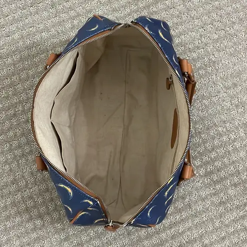 Moda Anastasia NFL Chargers Logo Blue With Brown Leather Annabella Satchel