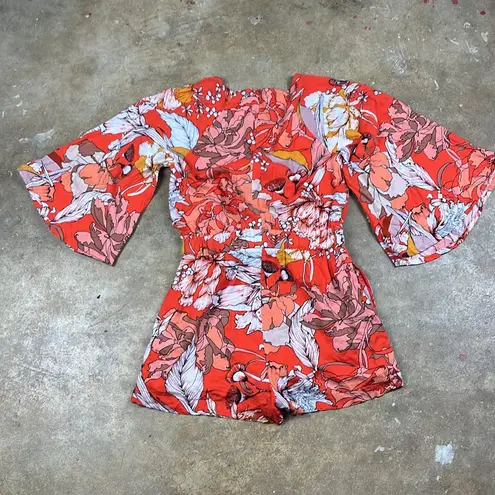 MINKPINK  Burnt orange and White Floral Jumpsuit
Size: XS