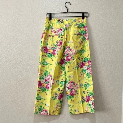 Ralph Lauren Yellow Floral Wide Leg Crop Pant Size 4