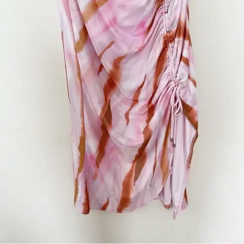 AMYLYNN Pink/Brown Tie Dye Adjustable Side Cinched Skirt Midi Length Size Medium Pink