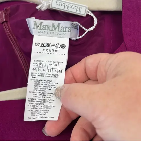 Max Mara Norcia Sleeveless Stretch Virgin Wool Dress US Size 14 Fushia Pink NWOT