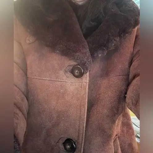 Maximilian Alta Moda at Bloomingdales shearling brown coat size small Euc