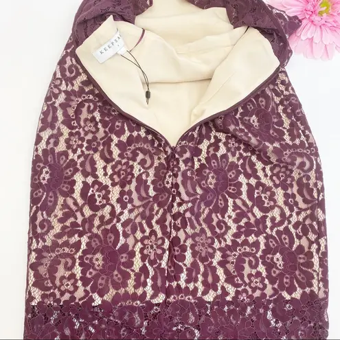 Keepsake The Label One Night Lace Dress: Fig (Wine/Burgundy)