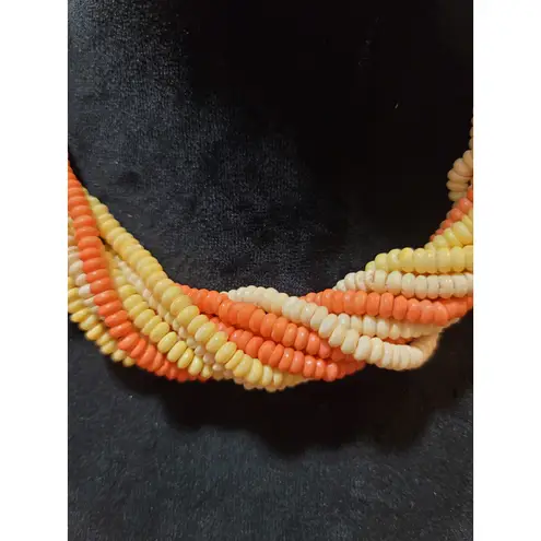 Women's Multicolor Beaded Twisted Necklace With Barrel Lock Elegant Jewelry