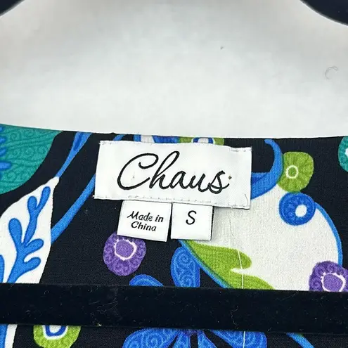 Chaus Floral Top Cowl Neck Short Sleeves Stretchy Material Sz S Purple