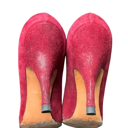 Martina Wine Red Pumps Women's 7S Slim‎ Narrow Classic Leather Heels Vintage Size 7