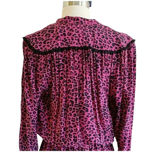Zadig & Voltaire Reveal Leopard Print Dress Hot Pink Black MSRP $398 Large NWT