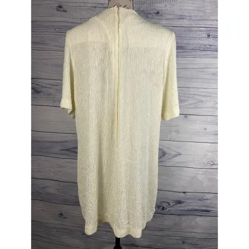 Melissa Tunic Top Womens 16W Crinkle Texture Button Detail Zip Back Ivory USA
