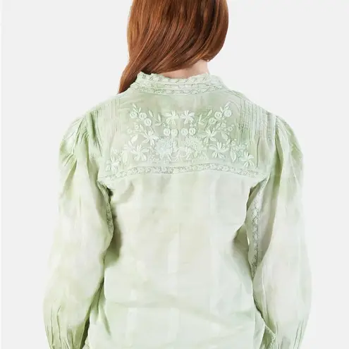 Love Shack Fancy NWT  RONDA TOP IN GREEN MOSS