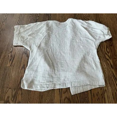 Denim & Co Beach Women's Swim Cover up Open Front Gauze 100% Cotton Khaki Beige Tan Size M