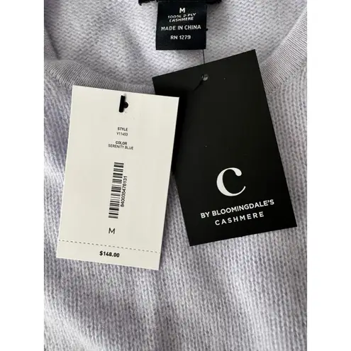C by Bloomingdales Cashmere Short Sleeve Top Sweater Crew Neck Periwinkle M Purple Size M