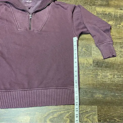 Aerie  Down To Earth 1/4 Zip Oversized Sweatshirt Ribbed Wide Funnel Collar XS