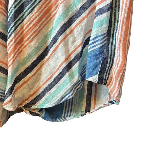 Natural Reflections Natural Life Striped Sleeveless Top Blue Orange V Neck Casual