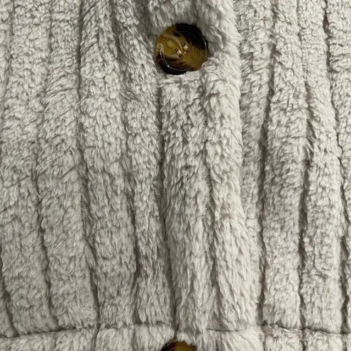 Teddy Sherpa Fleece Cardigan Jacket Tan Size M