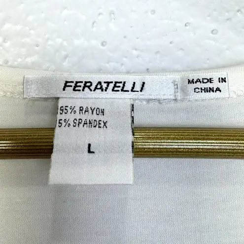 Feratelli Flower Applique Sleeveless Tank Top Size L White Pink Coquette Y2K 90s Size L