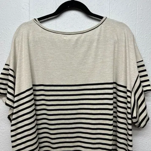 Max Studio Striped Sweater Top Womens 3X Casual Workwear Neutral Modest Stretch Black