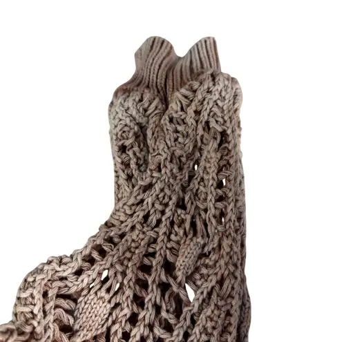 BKE Buckle Asymmetrical Off-Shoulder Open-Knit Sweater Beige Women's Size L - Image 4