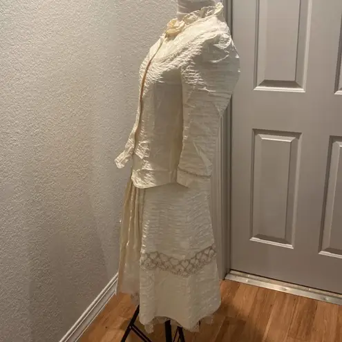 Shin Choi Skirt Set Lace Floral Midi Cottagecore Pleated Cotton Cream EUC Sz 4