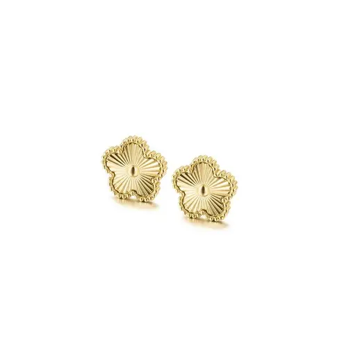Boutique NEW Floral Etched Stud Earrings PVD Gold Plated 316L Statement Jewelry, 14.7