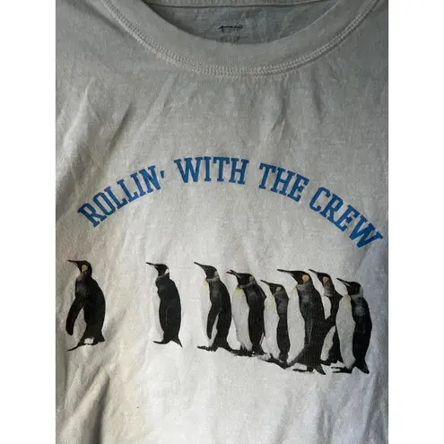 aerie Rollin' With The Crew Penguin Graphic Crop Top White Size XS