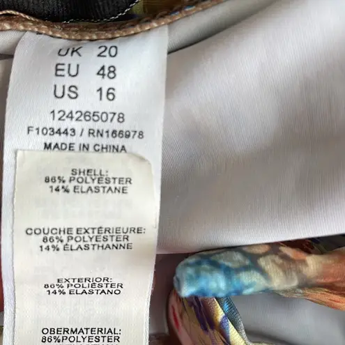 Reclaimed Vintage Mixed Print Halter Swim Dress Blue Size 16