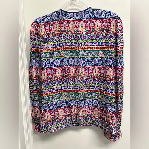 Maggy London Multicolor Artsy 100% Silk Floral Blouse