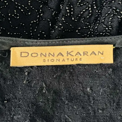 Donna Karan Vintage 90s gold label Signature sheer beaded long sleeved top. Med