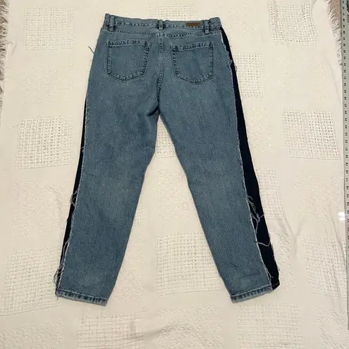 BlankNYC color block 2 tone 29 crop girlfriend jean J1 2524 Blue