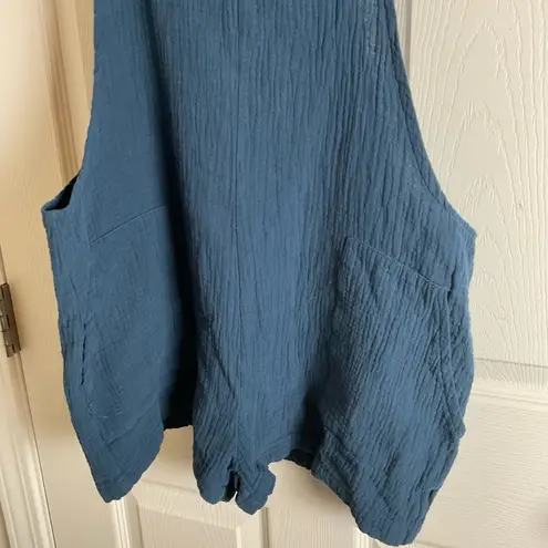 Teal Sleeveless Romper with Pockets Blue Size XS