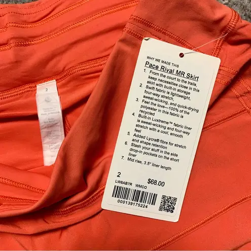 Lululemon NWT  Pace Rival Skirt *Warm Coral