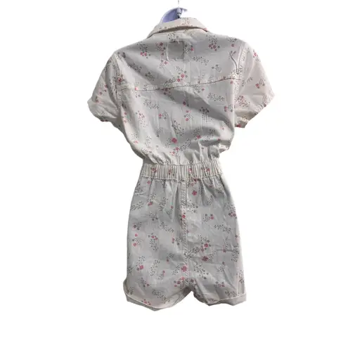 Celebrity Pink  Floral Short Sleeve Snap Front Elastic Waist Collared Romper M