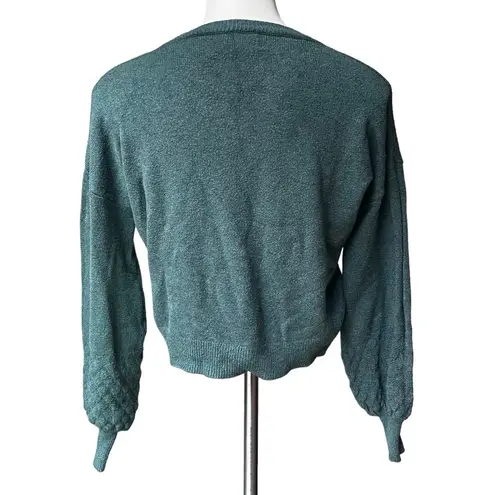 Dreamers by Debut Crewneck Cropped Green Sweater, Sz XS