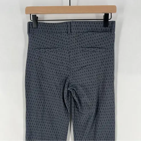 Betabrand Beta Brand Petite XS Blue Geometric Printed Stretch Pull On Straight Leg Pants