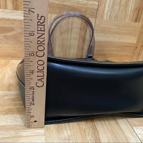 LAMARTHE Black Leather Clear Acrylic Handle HandBag Shoulder Bag